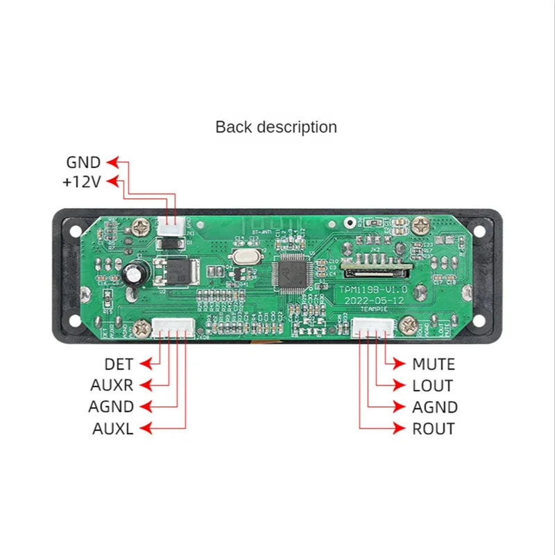 Lecteur audio numérique Bluetooth, lecteur MP3, carte décodeur, LCD, USB, SD, BT, lecteur de musique FM, Tech TPM119B, X64 DOTS