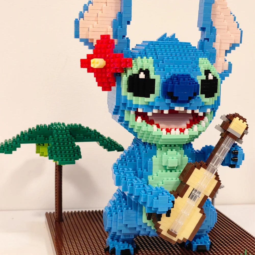 Guitar Stitch Series Diamond Building Block Micro Lilo & Stitch Figure Cute 3D Model Children For Mini Bricks Toys