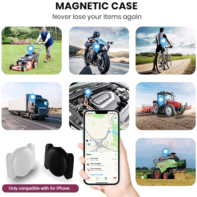 4-Pack IOS GPS Smart Tag for Apple Find My Tracker Kits with Strong Magnetic Suction Silicone Shell Anti-loss for Skateboard Car