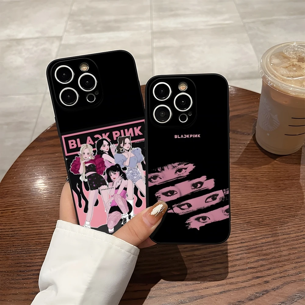 Cartoon Cute Kpop-BLACKPINKs Phone Case For 15 Pro Max Iphone 14 16 Pro Max 12 15 Plus 13 Pro 11 Xr X Xs 8 7 Plus Silicone Cover