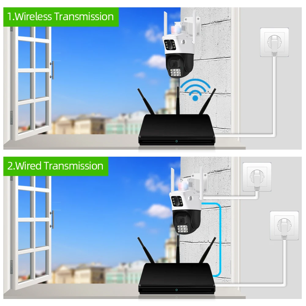 Imagem -06 - Câmera de Segurança Impermeável Dual Lens Vigilância por Vídeo Cctv Luz Policial Alarme Câmera ip Proteção Proteção 8mp 4k Wifi