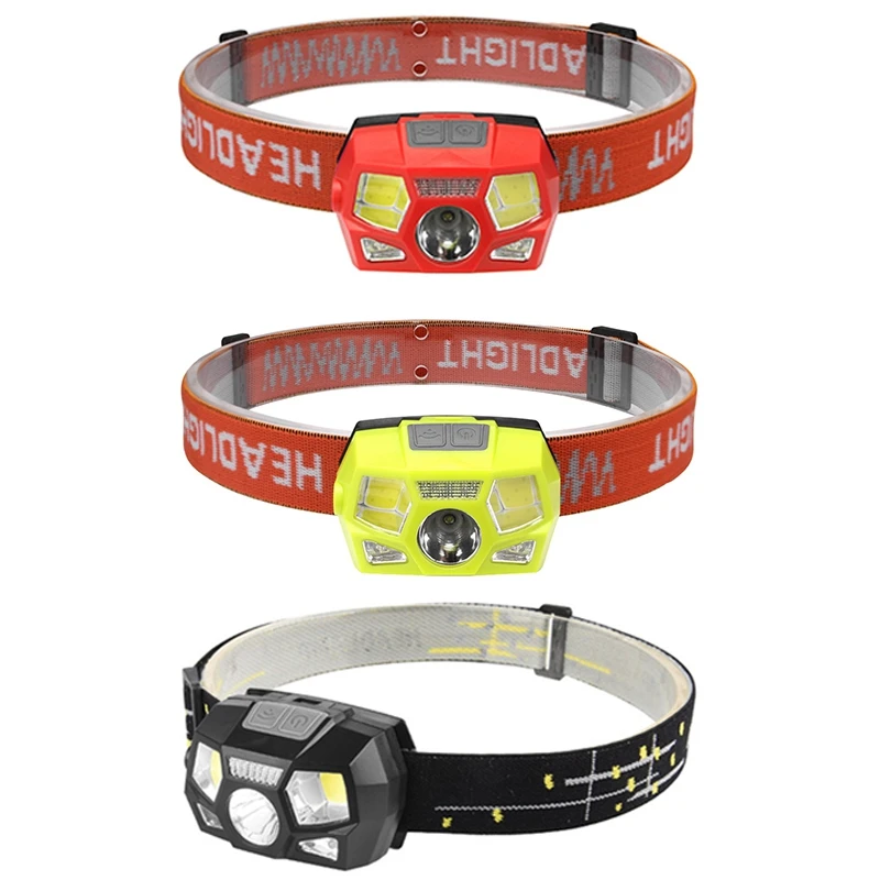 モーションセンサー付きLEDヘッドライト,超高輝度,ヘルメット,強力,USB充電式,防水