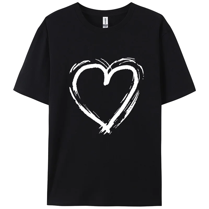 Stick figure Love Print,Y2K,Berserk Short T-shirt,Short sleeve,00% cotton,Double-sided,Women,Holiday wear,Foundation wear,Funny