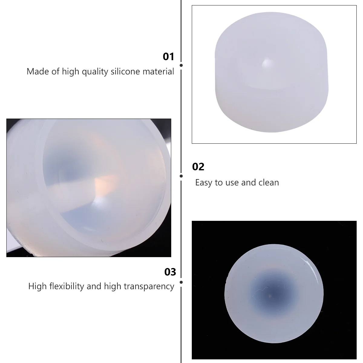 

4pcs 30Mm Hemisphere Silicone Mold Transparent Resin Casting Mould For Diy Jewelry Making Craft Time Design Non-Stick Easy