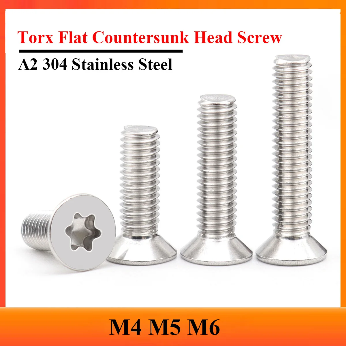 10/20/50/100pcs M4 M5 M6 GB2673 Six-Lobe Torx Flat Countersunk Head Screw Bolts A2 304 Stainless Steel Length 5-100mm