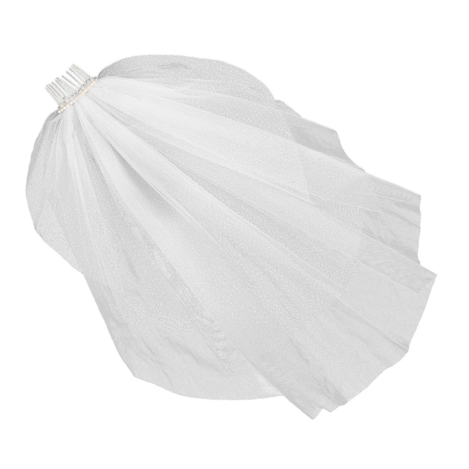 Two Tier Bridal Veil Double Layer Floral Embroidered Wedding Hair Accessories Comb Wedding Ceremony Party Mesh Veil
