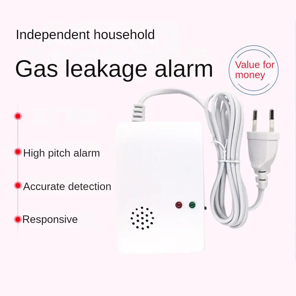 

Combustible Gas Alarm Sensor Gas Leakage Detector EU Plug Standalone Natural/Liquefied Gas Leak Detector For Home Security