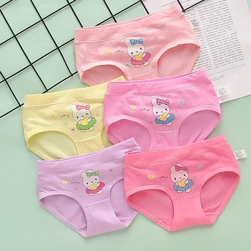 Roupa interior para meninas crianças calcinha shorts dos desenhos animados gato padrão lote para meninas 4-12 criança boxer briefs juventude cuecas de algodão