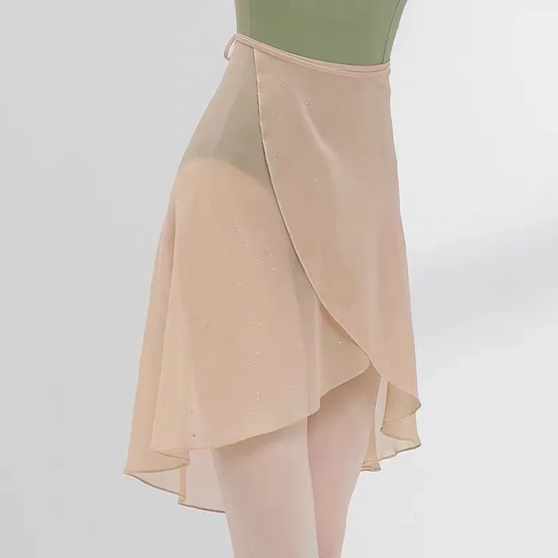 Ballet Saia de tule para mulheres, malha média, traje de palco, chiffon, palco para exercícios, flash