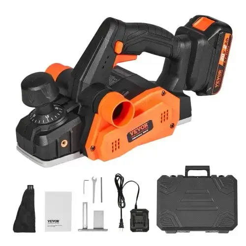 

Cordless Electric Hand Planer, 3-1/4" Width, 16000 RPM Handheld Wood Planer with Battery 5/64" Adjustable Depth HSS Blades