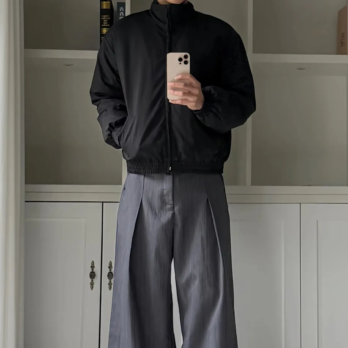 الخريف الشتاء حجم كبير الرجال القطن Jaet الوقوف طوق الطيار Sle سترة بيسبول عادية Thiened ألياف البوليستر سستة C...