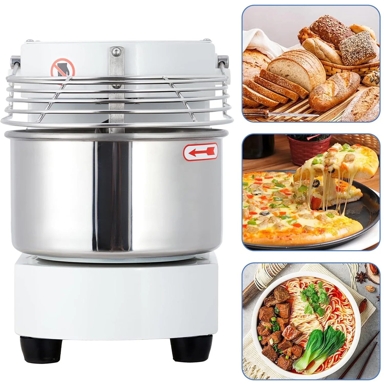 10.5 Qt Commercial Food Mixer 650W Dual Rotating Dough Kneading Machine Touch Screen Timer Stainless Steel For Bakery