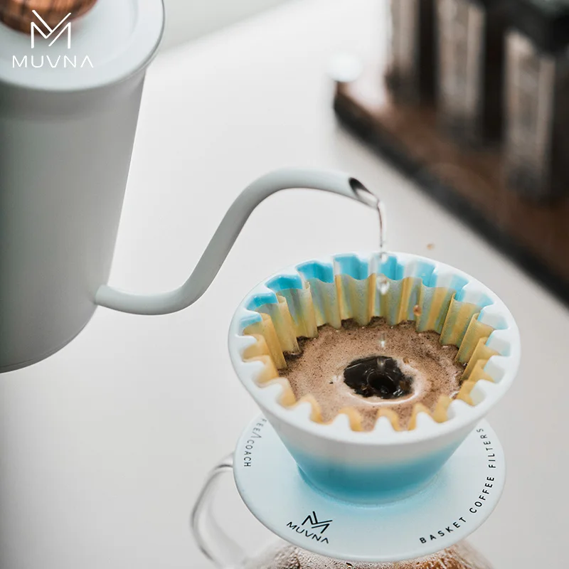 MUVNA กระดาษกรองธรรมชาติสําหรับเครื่องชงกาแฟแบบหยด, ขนาด 01/02, 1-2-4 ถ้วย, สีน้ําตาลไม่ฟอกขาว, 50 ชิ้น