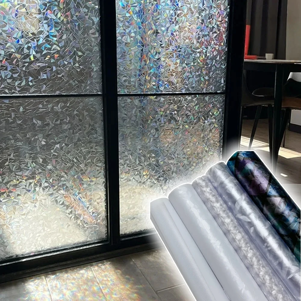 1 Stück 1m/39,37 Zoll Glasfolie Dekorative Fensterfolie Sichtschutz Regenbogen-Glasaufkleber Statisch Haftender Aufkleber für Fenster Küche Glasschrank ﻿