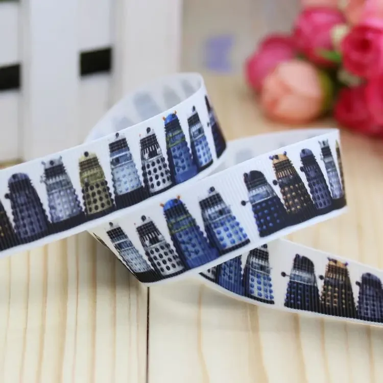 DHK 7/8'' 5yards robot printed grosgrain ribbon hair bow diy party decoration OEM Wholesale 22mm E765