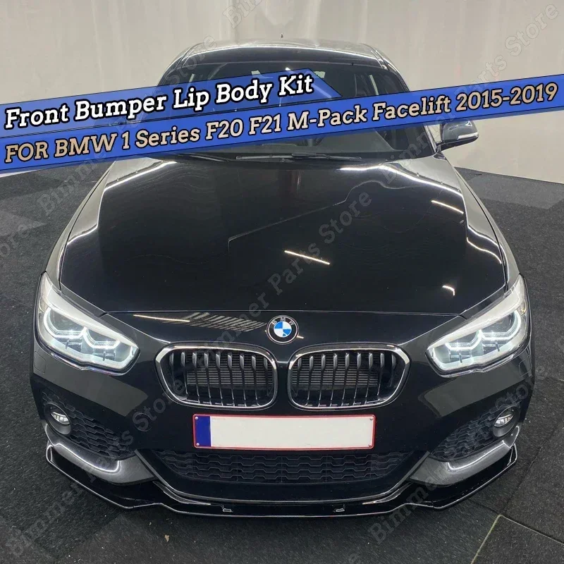 3PCS Front Bumper Lip Spoiler For BMW 1 Series F20 F21 M-Pack Facelift 2015-2019 Splitter Diffuser Body Kit Car Accessories ABS