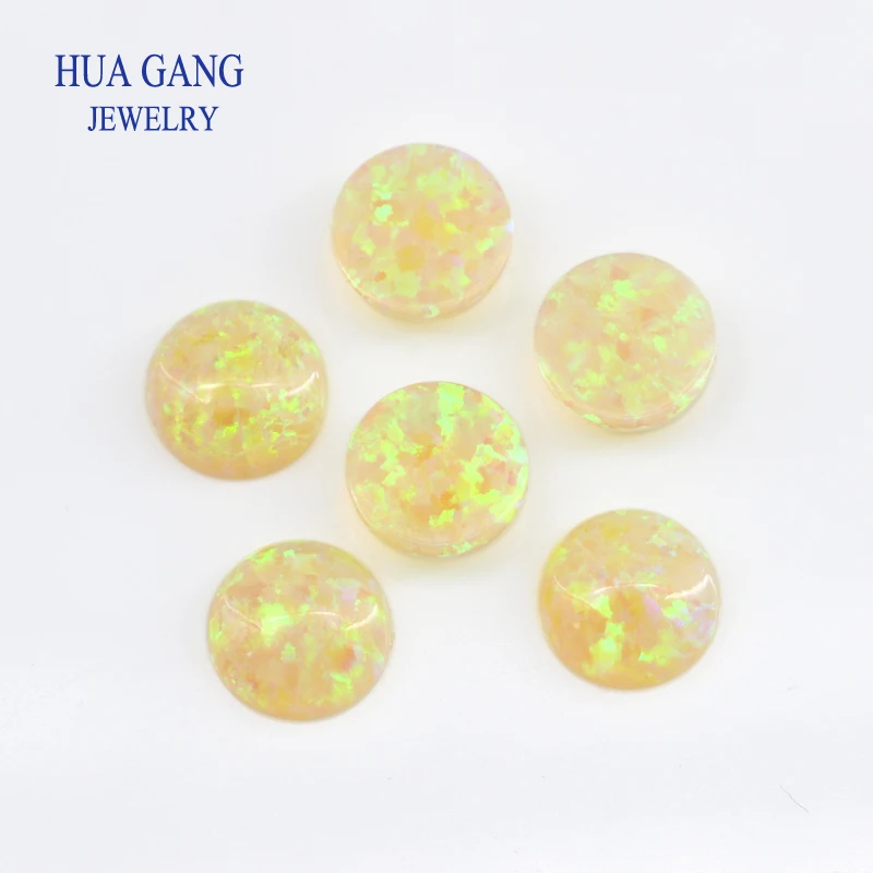 10Pcs Opal Loose Beads Stones Flat Base Cabochon Jewelry Mixed Synthetic Created Gemstones Stone Round Multicolor Opals