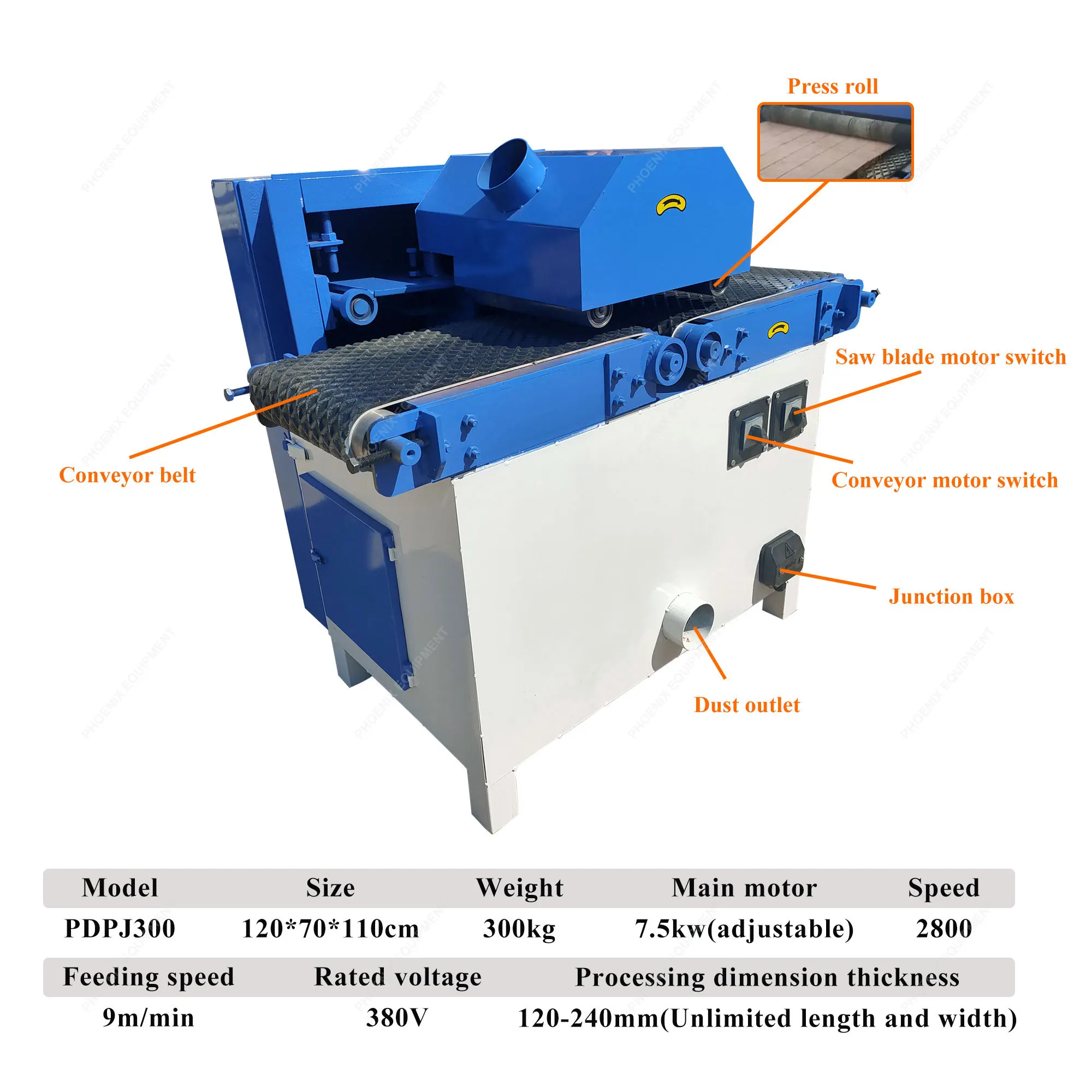 MJ400 11KW Wood Saw Machine for Wood Cutting  Multi Rip Saw Machine