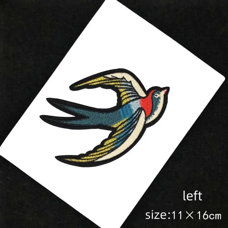 2PC/11*16CM Retro Swallow Fabric Embroidery Applique Iron On Patches,Bird Stickers Vetement Thermocollant For Dresses,Clothing