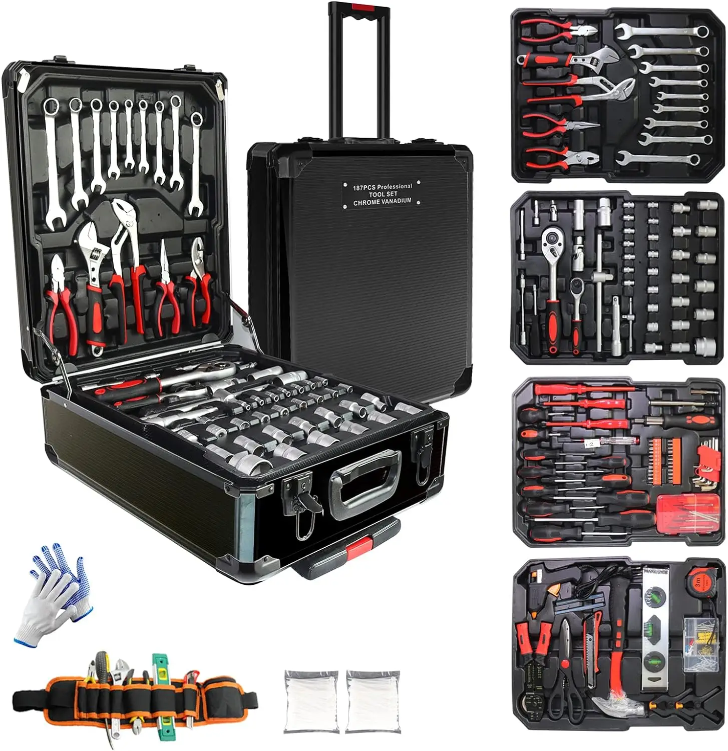 

Tool Set with Tool Box Household Kit General Home/Auto Repair Set Storage Case Socket Wrench Sets for Home Maintenance