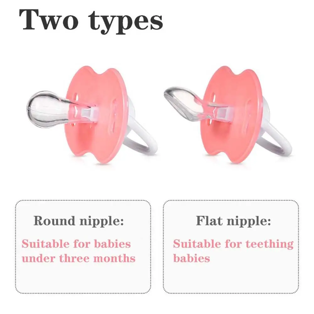 Chains Clips Flat round Head Baby Gift Silicone Sleep Soother Set Infant Sleep Nipple Soother Nipples Cartoon Baby Pacifier