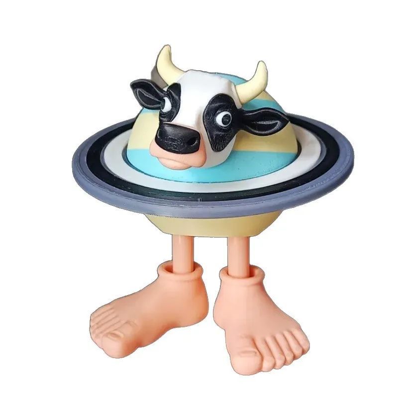 

Saturn Calves Toy Figurines Calf Movable Home Decoration Toy Figurines Desk Ornament Gifts Tabletop Miniatures PLA Material