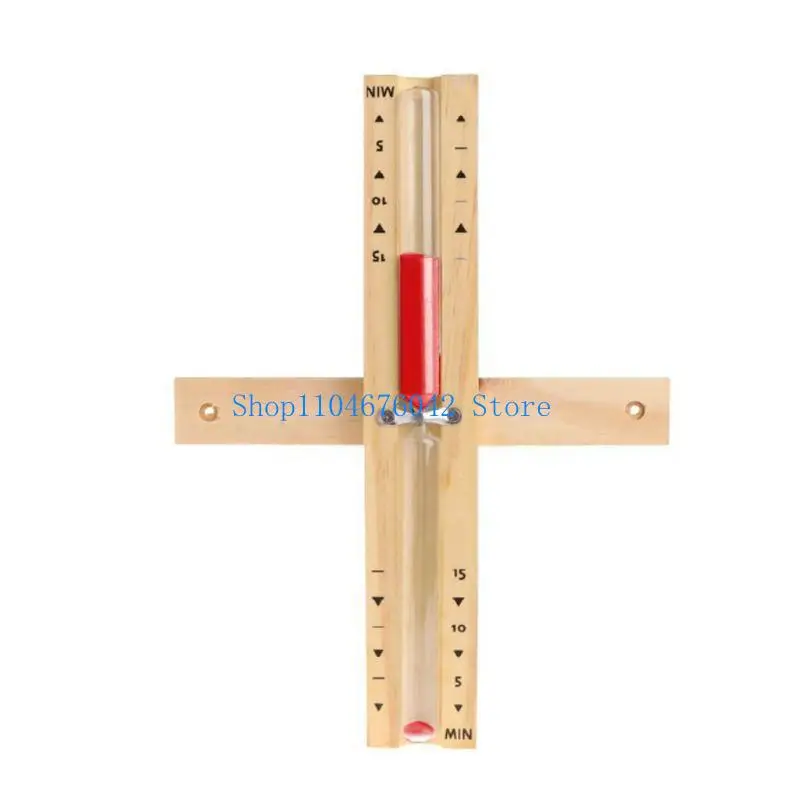 652F Wooden Sauna Hourglass Wall Mounted Rotating 15mins Clock White Sand Timer for Home Store Use Optional 6 Color