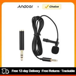 Andoer EY-510A Mini Portable Clip-on Lapel Lavalier Condenser Mic Wired Microphone for iPad Android Smartphone DSLR Camera PC