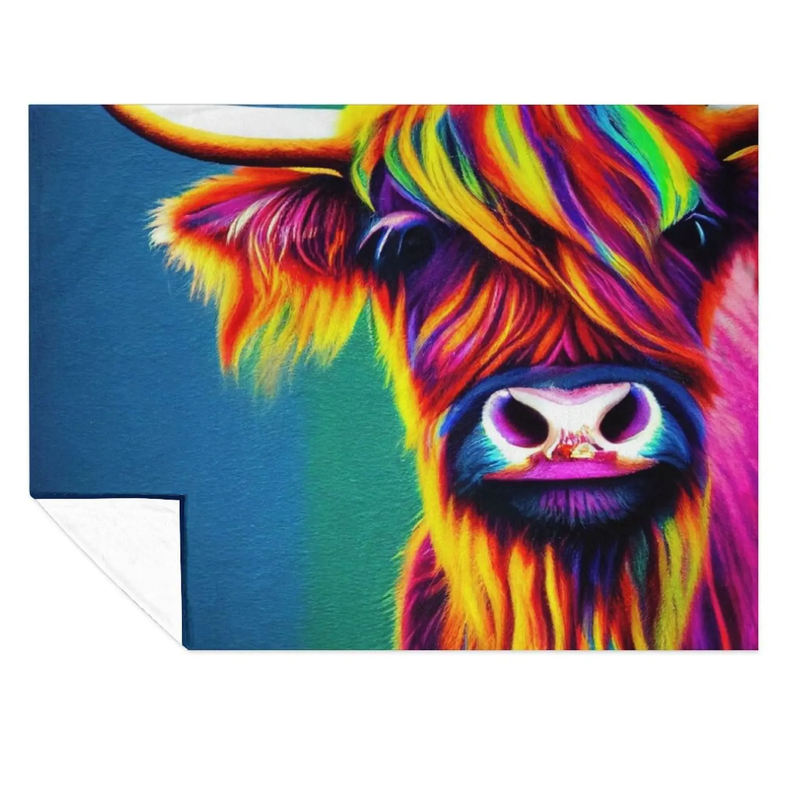 

Rainbow Scottish Highland Cattle, colorful Throw Blanket Custom For Sofa Thin Luxury Designer Blankets