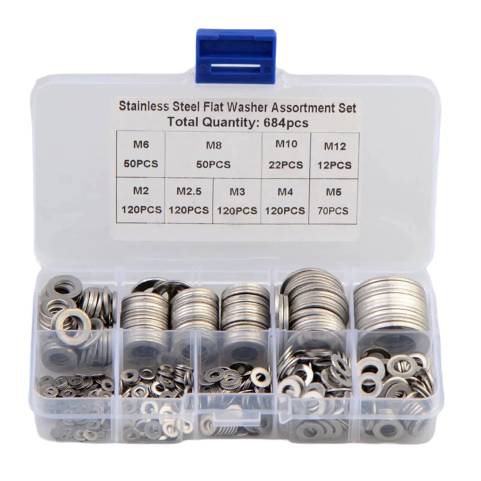 Easy To Organize DIY Projects 304 Stainless Steel Washer Washer Assortment Kit Excellent Abrasion Resistance High Hardness