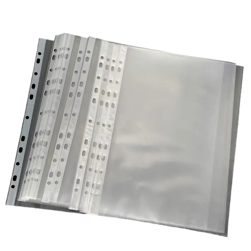 100pcs Clear A4 Plastic File Folders - 11-Hole 3-Ring Binder Compatible, Durable PP Document Sleeves For Office, School, Home