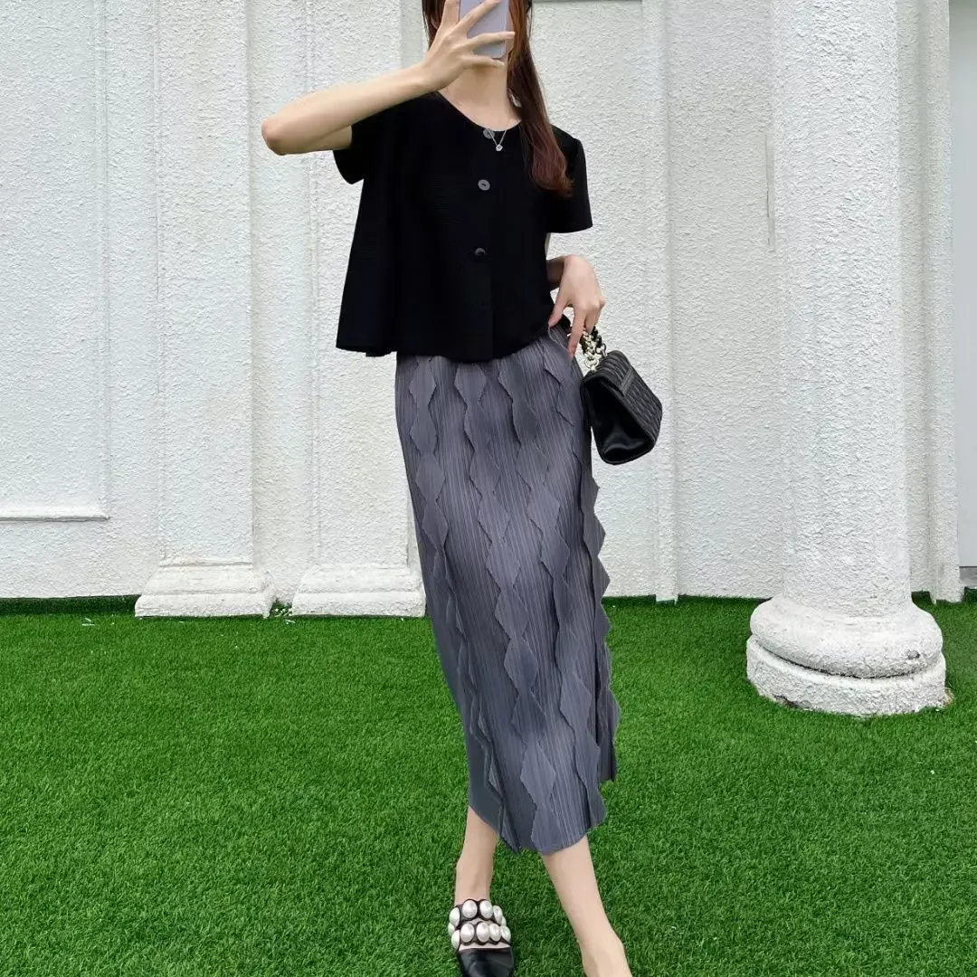 Luxury Women's Pleated Tops and Skirts for Two-piece Women's Summer XT1178