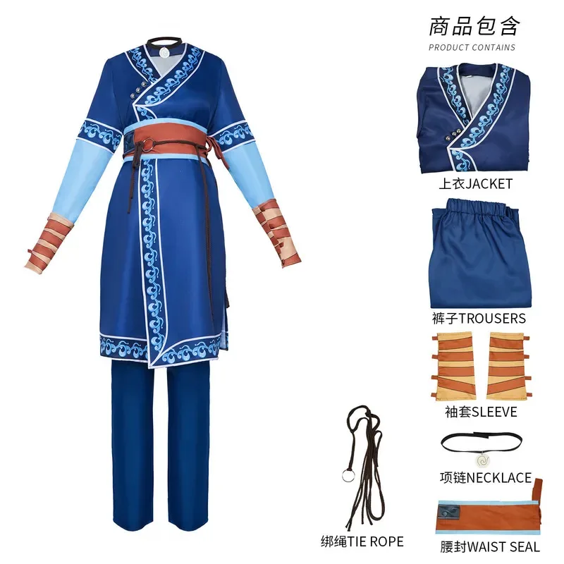

Anime Avatar Katara Cosplay Costume The Last Airbender Outfit Uniform Top Pant Halloween Carnival Disguise Suit Custom Made