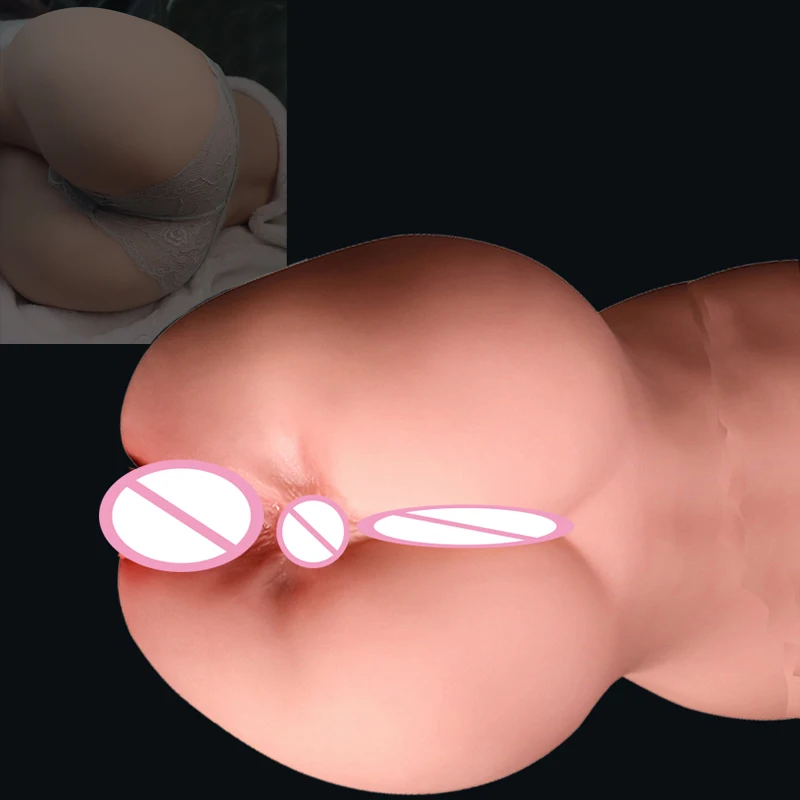 Real Vagina Anal Sexdoll Double Channels Big Ass Male Masturbator Tight Pocket Pussy Artificial Vaginal Anus Sex Toys for Men