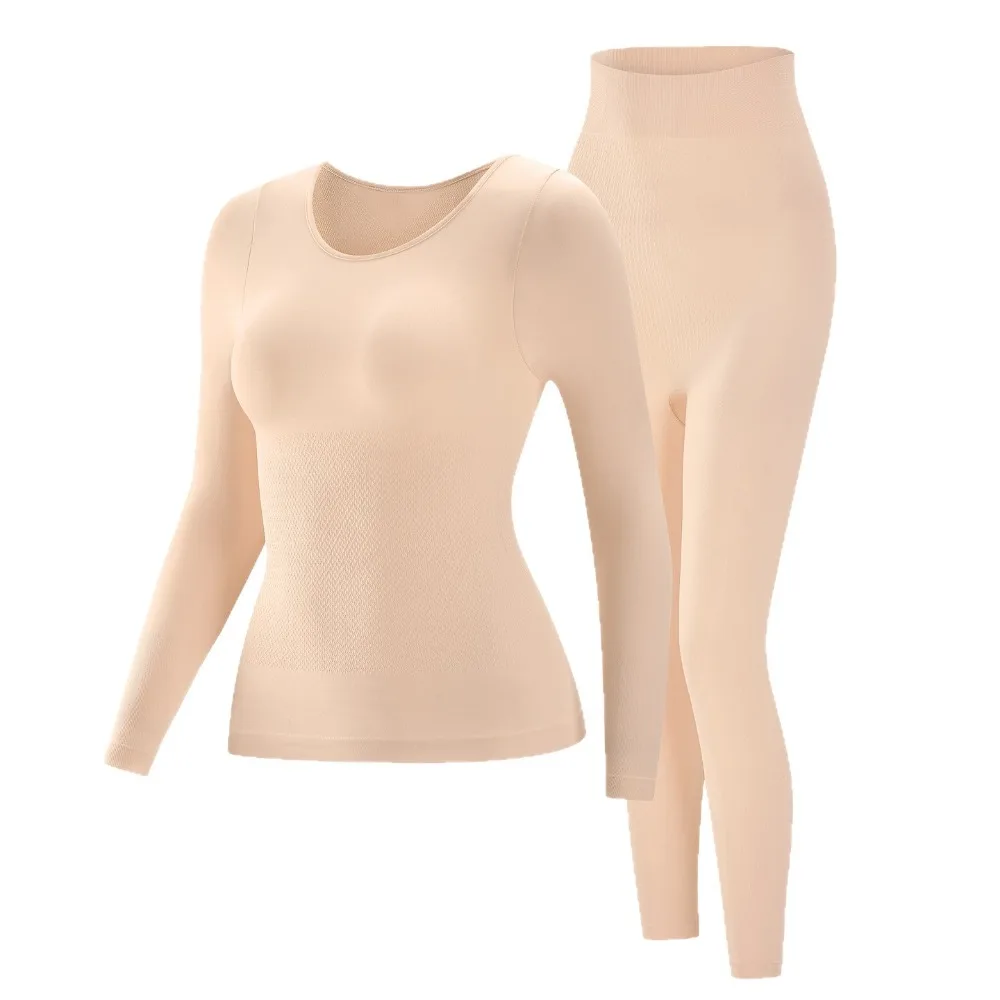 

Tops Pants Women Thermal Underwear Lingerie Round Neck Thermal Clothes Set Solid Color Bottoming Shirt Warmth Long Underwear