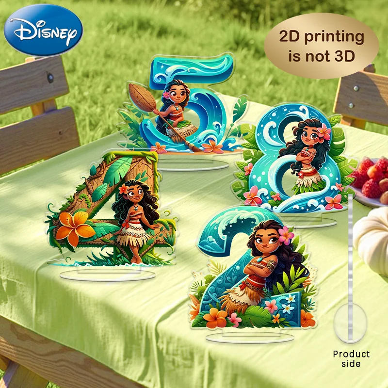 

Anime Disney Moana Princes Number 2D Acrylic Figurines 0-9 Children's Desk Decor Cake Topper Standing Figure Girls Birthday Gift