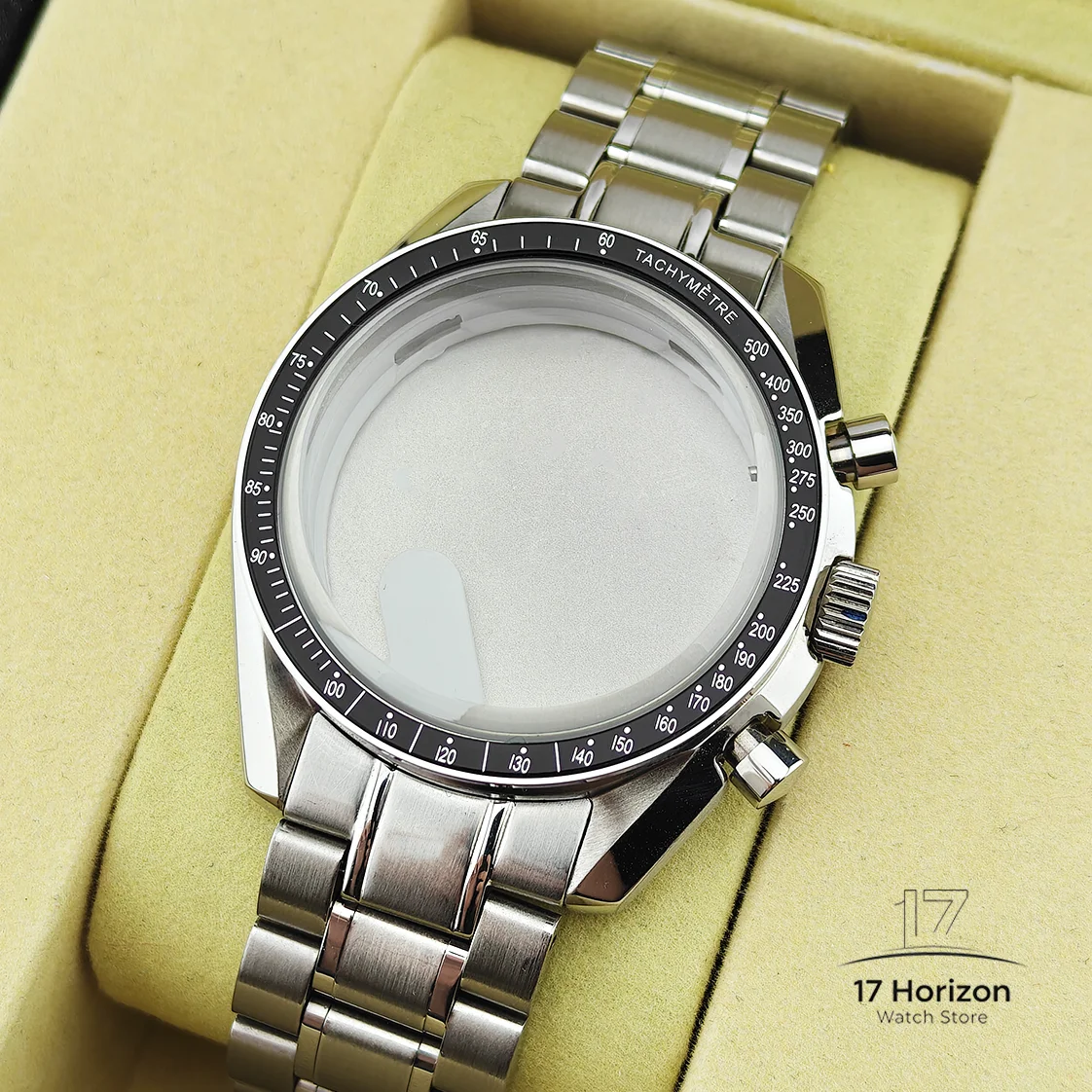 VK63 Cases Watch Head 39.7mm Metal Case Fit For Speed Master VK63 Watch Head Watch Accessories Silver Black Moon Watch Cases