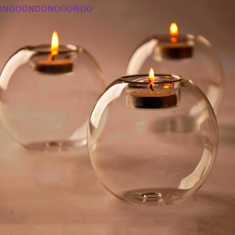 

Stylish European Round Glass Candle Holder - Odorized Glass Cell for Christmas, Wedding & Table Focal Point Decor