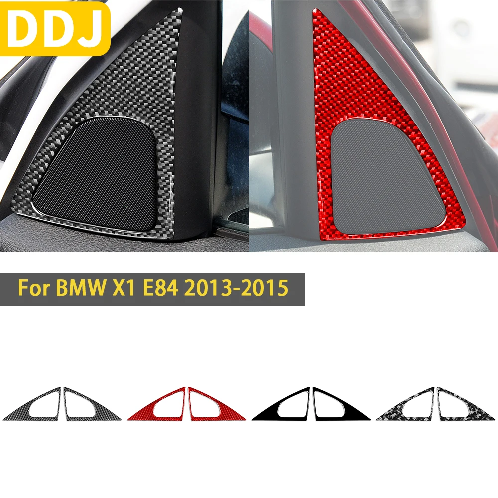 For BMW X1 E84 2013 2014 2015 Accessories Carbon Fiber Car Interior Door Corner Speaker Trim Sticker Decoration Styling