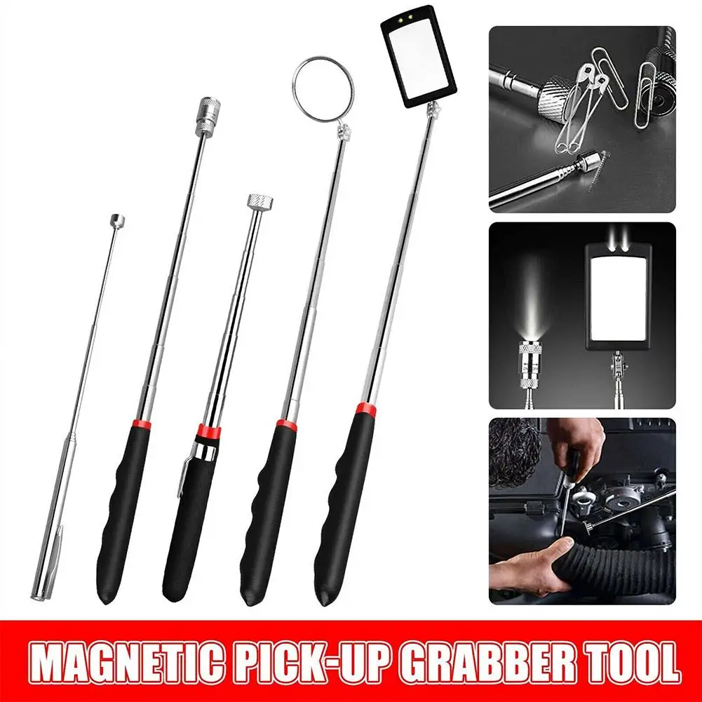 

5pcs Magnetic Pick-up Tool 360 Degree Rotation Telescoping Flexible Lamp Suction Rod Pickup Set Magnetic Grab Tools Dropshipping