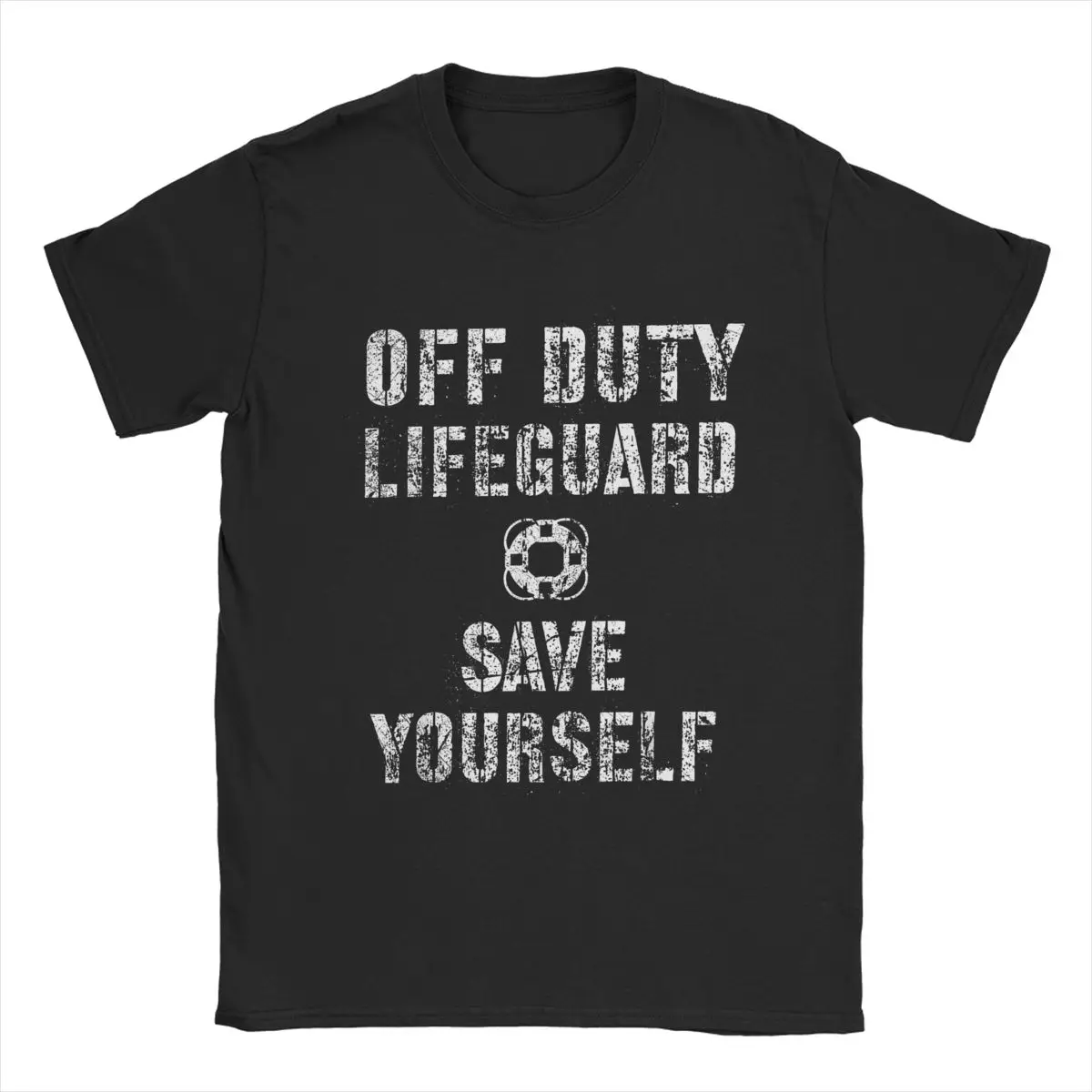 Save Yourself Lifeguard Swimming Pool Guard Off Duty T-Shirt for Men Leisure Cotton Tee Shirt O Neck T Shirts Summer Clothes