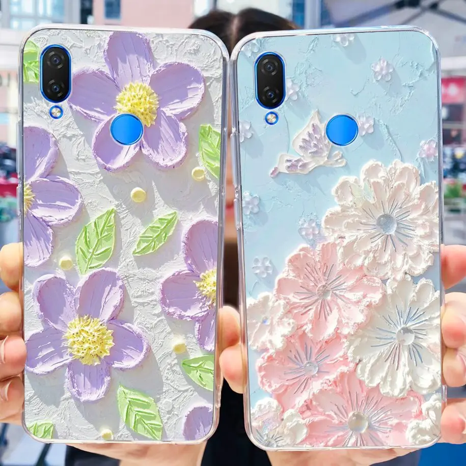 For Huawei nova 3i Case New Fashion Flower Clear Soft Silicone Cover For Huawei P Smart Plus 2018 Nova3i INE-LX1r INE-LX2 Bumper