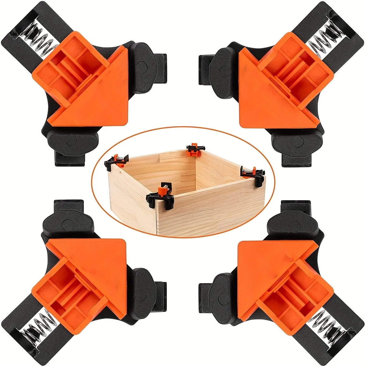 2pcs 90 Degree Corner Clamps For Woodworking, Fast Adjustable Quick Spring Loaded Woodworking Clamps,Cabinets,Photo Framing