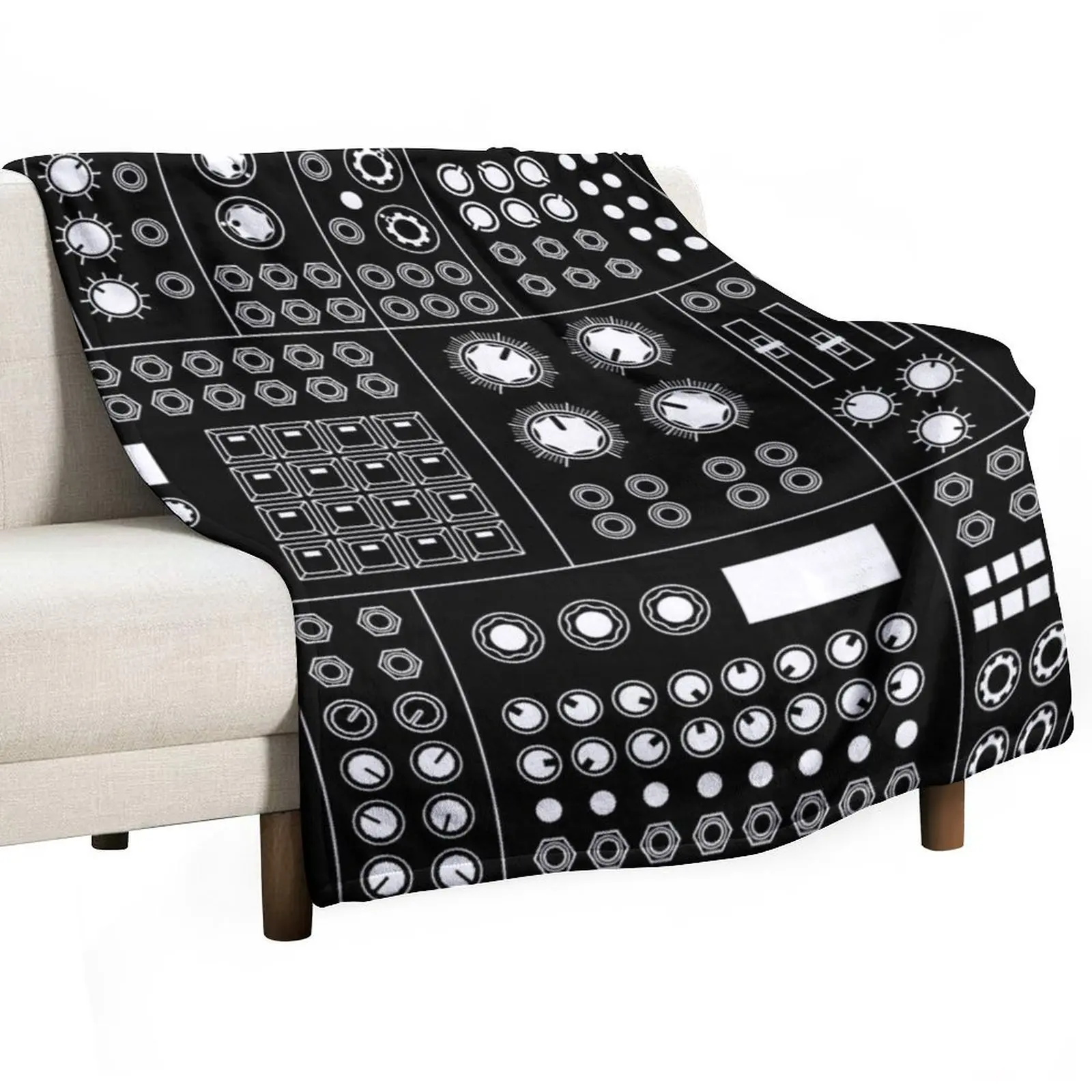 Modular Synthesizer White Throw Blanket Flannel Hair Cute Plaid Blankets