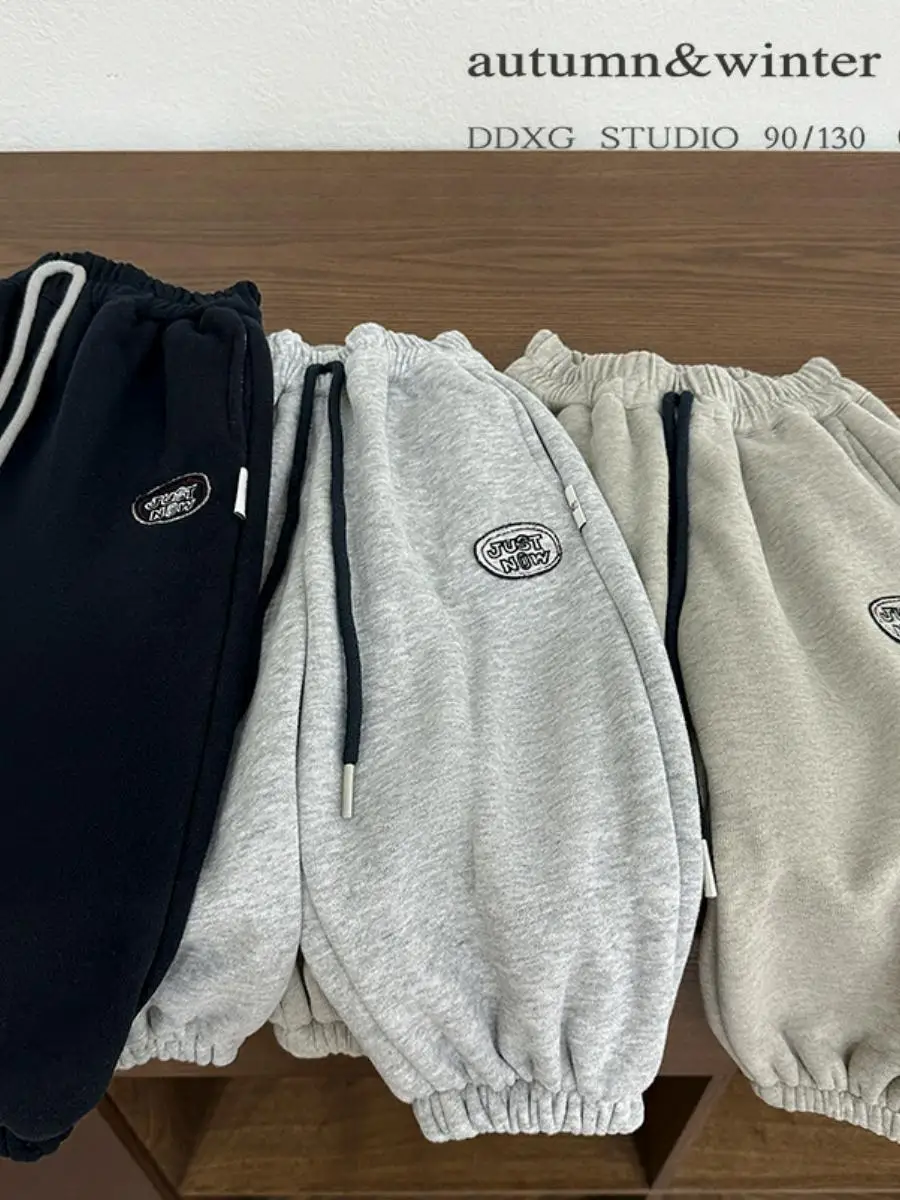 Thiened Fce Autumn Winter Pants Children's Casual Warm Trousers for Boys And Girls Medium to Small Kids Faionable Sle