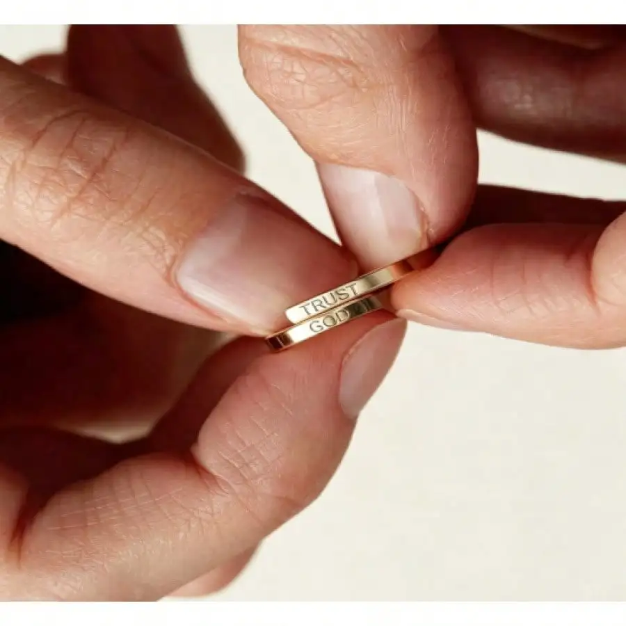 1pc "TRUST GOD" Adjustable Rings Two-Layer Copper Ring For Women And Men Free Size Upper And Down Two Layers