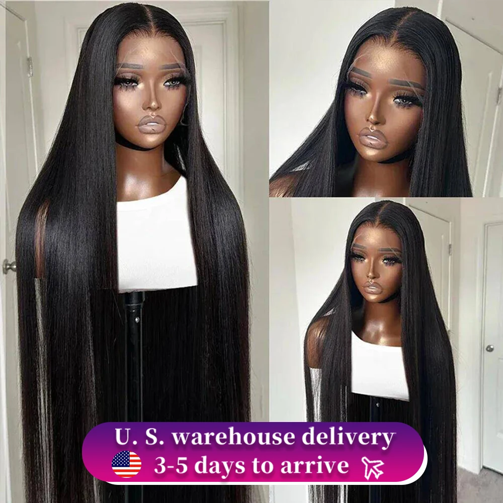 

30-дюймовый парик из натуральных волос Remy, идеально прямой, с HD-кружевной передней частью, предварительно снятая линия роста волос, плотность 250%, фронтальный парик 13x4, необработанные натуральные волосы Remy