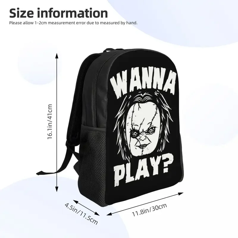 Mochila De Viaje de película de terror de Halloween para hombres y mujeres, bolsa de libros para computadora escolar, muñeca Chucky, bolsas de día para estudiantes universitarios