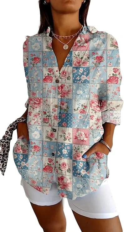 여름 여성 새 스타일 셔츠 탑 우아한 셔츠 3D 클래식 패션 인쇄 고품질 긴 소매 패션 플러스 사이즈 여성 셔츠