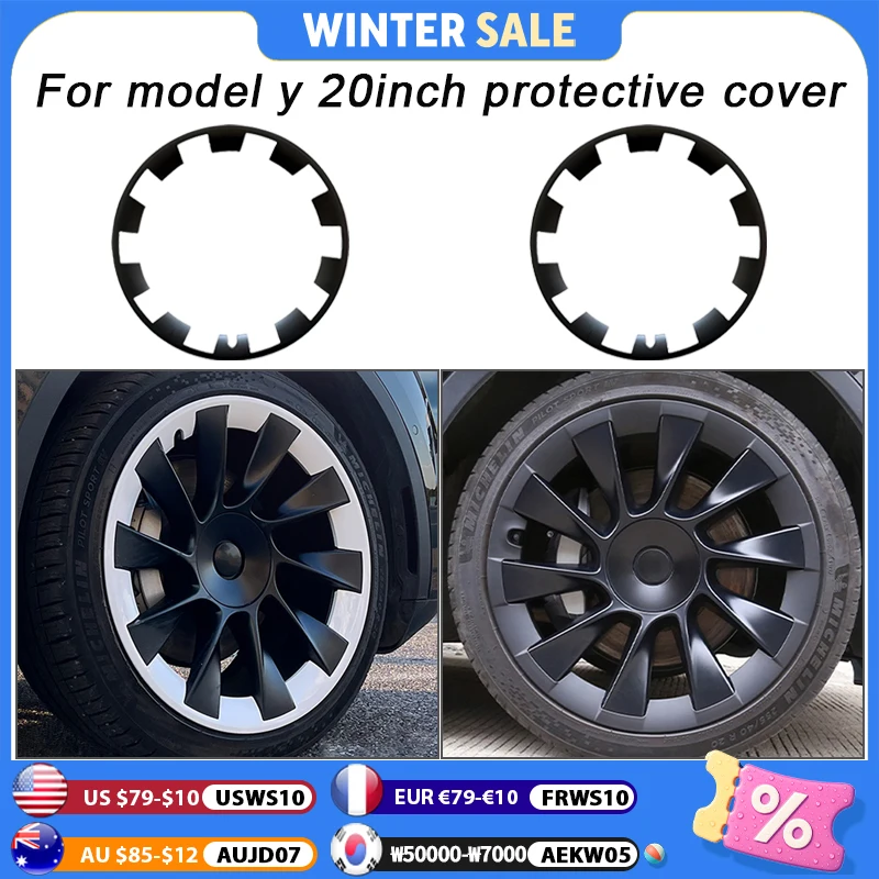 

Для Tesla Model Y 20-дюймовый обод, защитные накладки на ступицу колеса, защитные накладки из АБС-пластика, аксессуары для экстерьера автомобиля 2019-2024 гг.